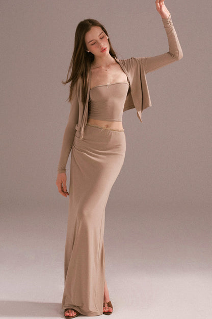 Hot Girl Draped Cardigan Jacket Set-Up