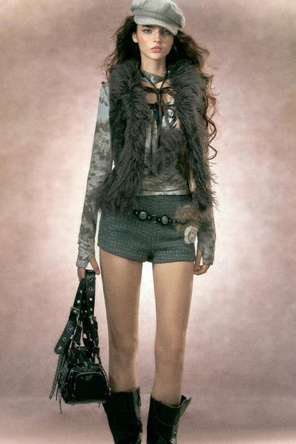 Retro Plush Patchwork Vest