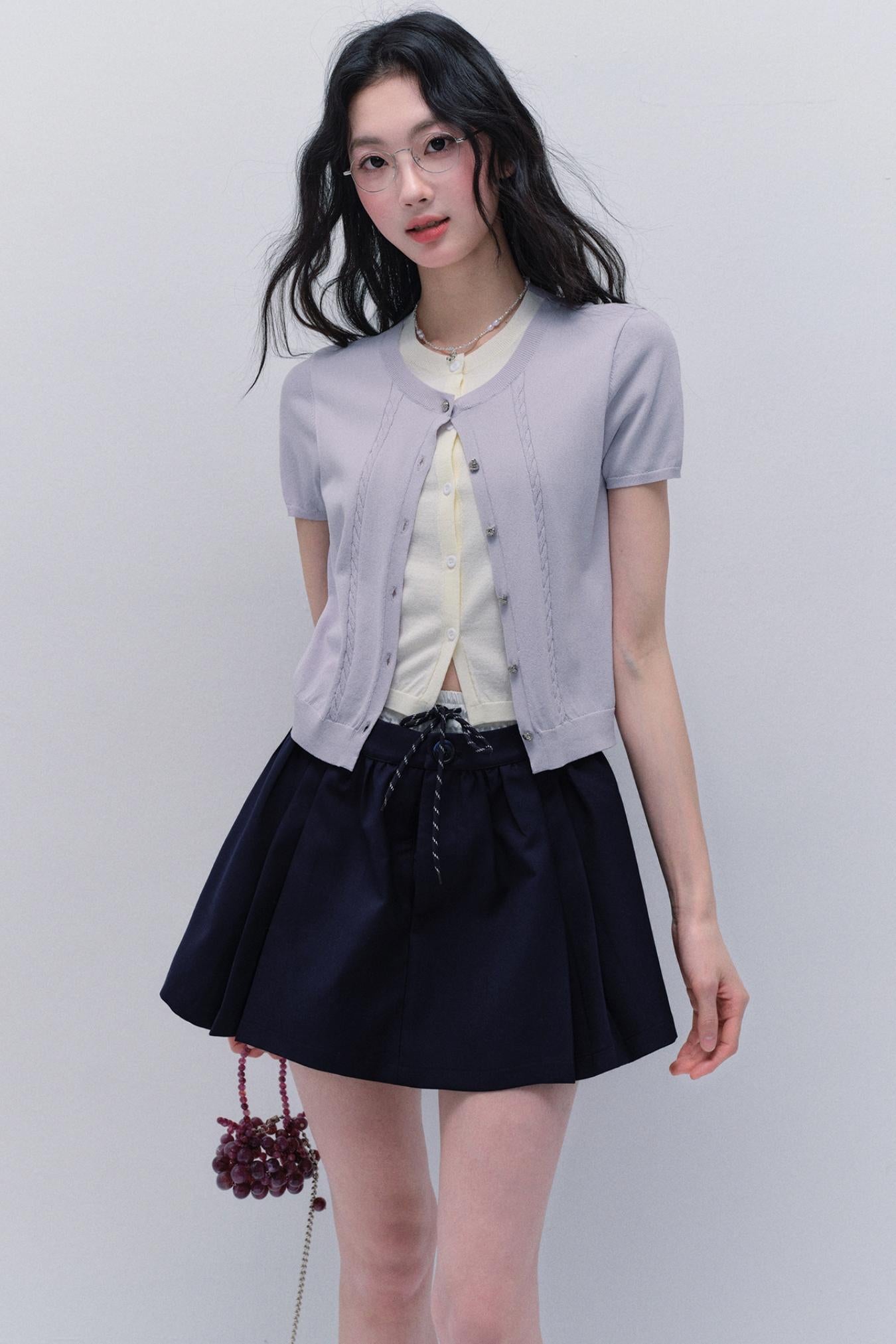 Purple Chimes Knit Cardigan Set-Up