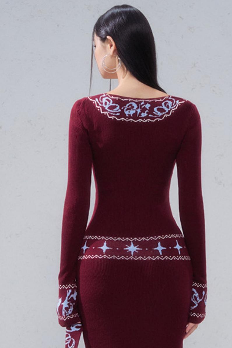 Fair Isle Jacquard Knit Dress