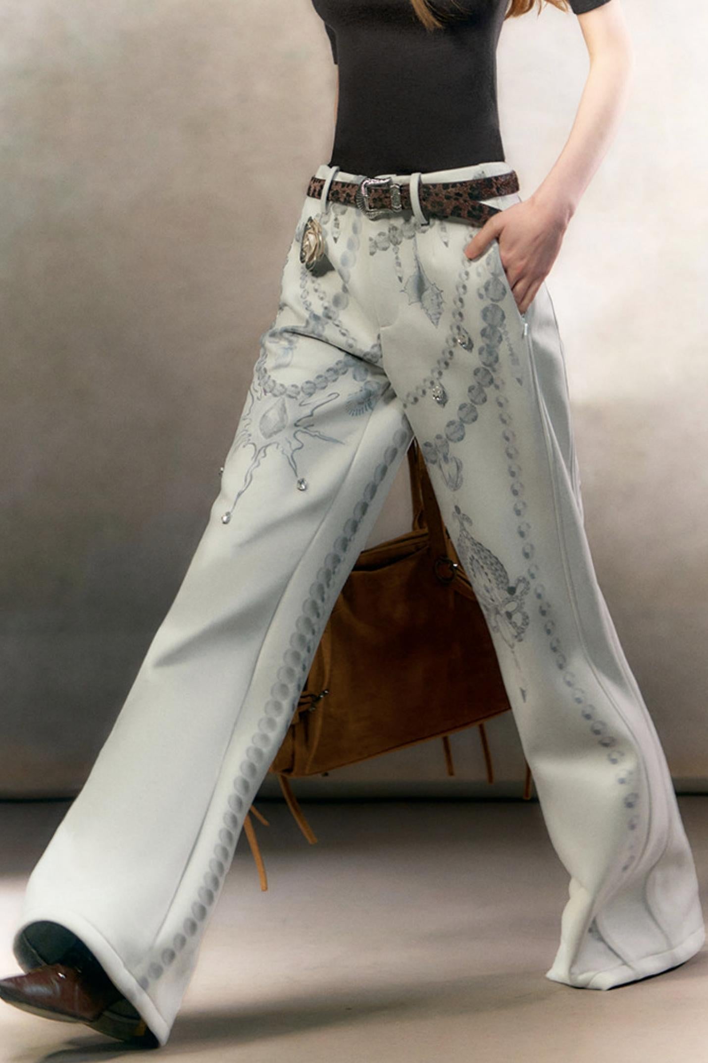 Pearl Print Fleece-Lined Pants