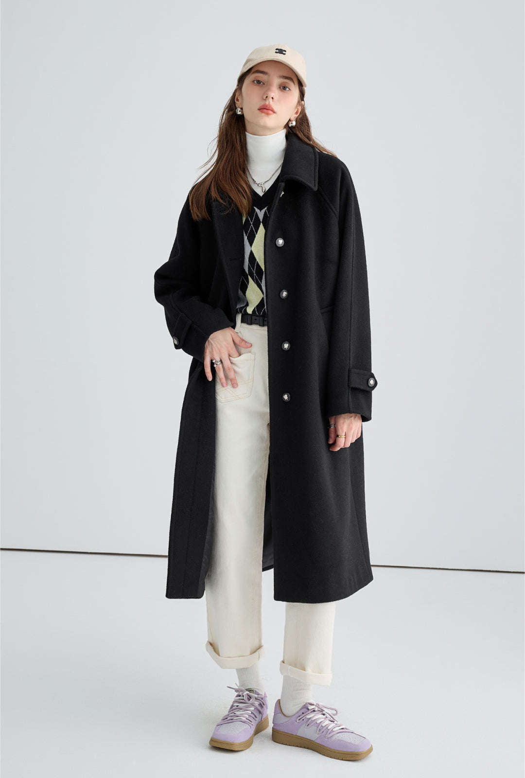 Drop Shoulder Sten Collar Coat