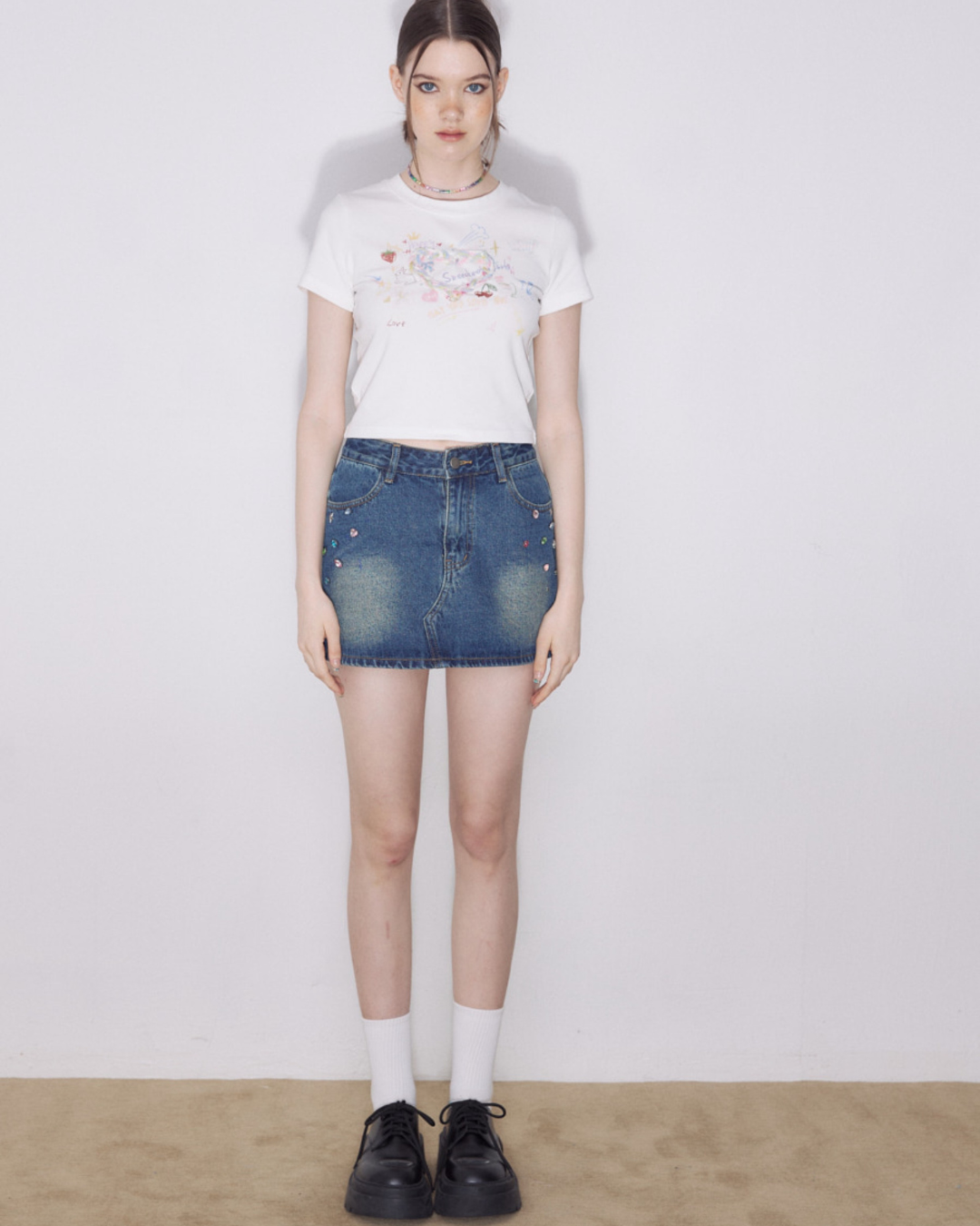 Crystal Denim Mini Skirt