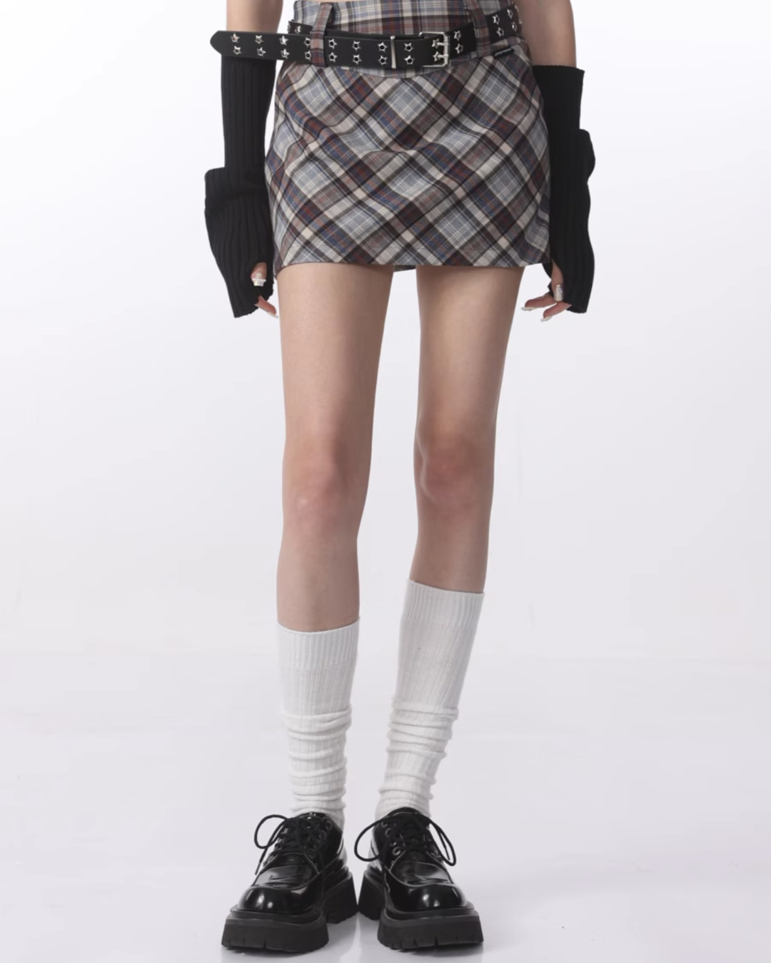 Retro High Waist Plaid Skirt