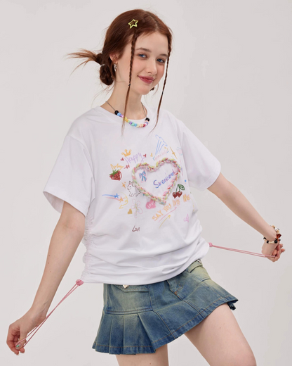 Lovely Side Shirring T-Shirt