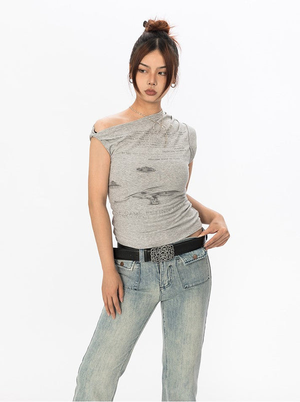 One Shoulder Sleeveless Top