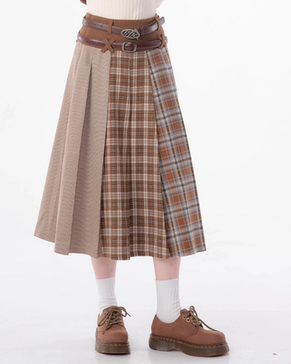 Retro Plaid Pleated Skirt