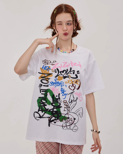 Doodle Style Design Short Sleeve Tee