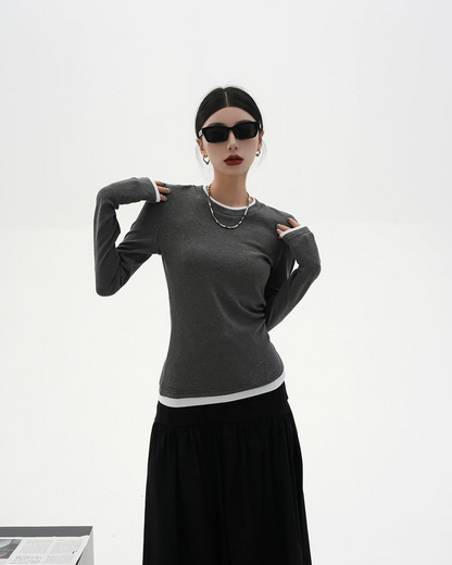 Layered Round Neck Long Sleeve