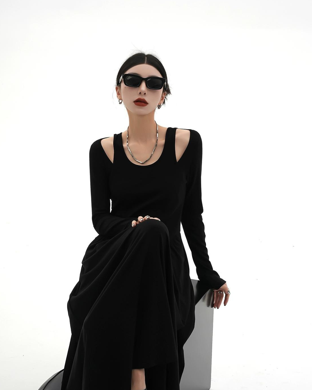 Layered Slim Long Skirt