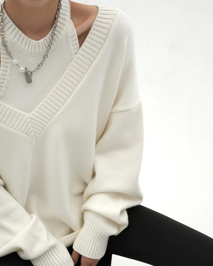 Halter Neck Layered Long Sleeve Knit