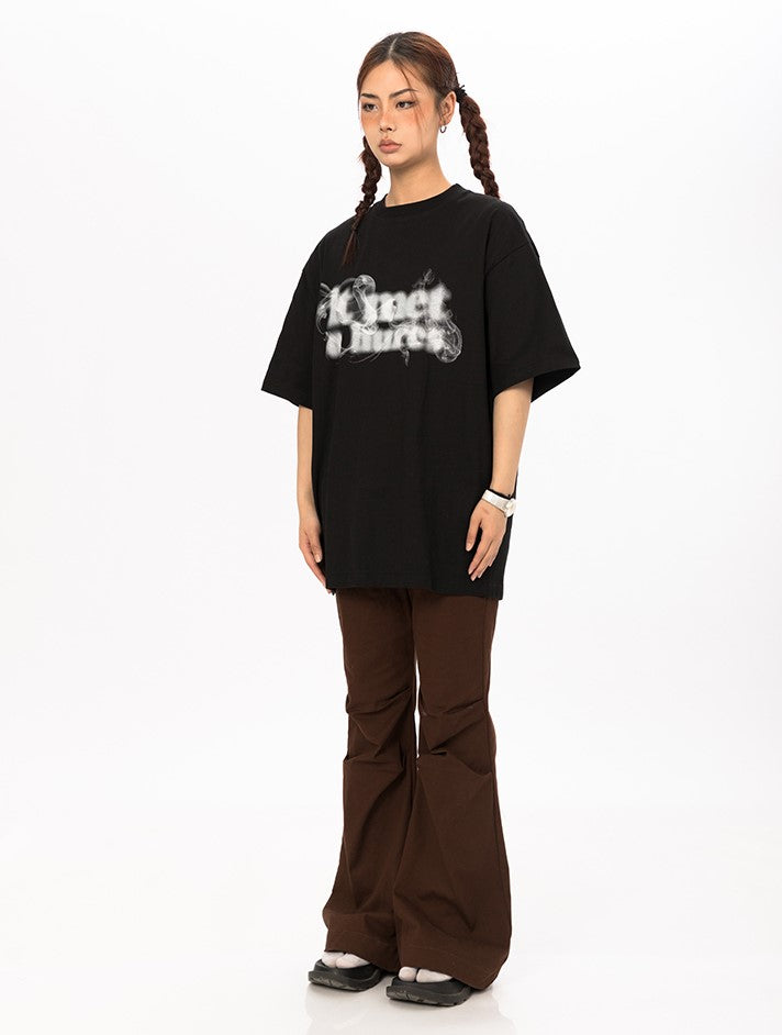 Street Smoke Letter Print T-Shirt