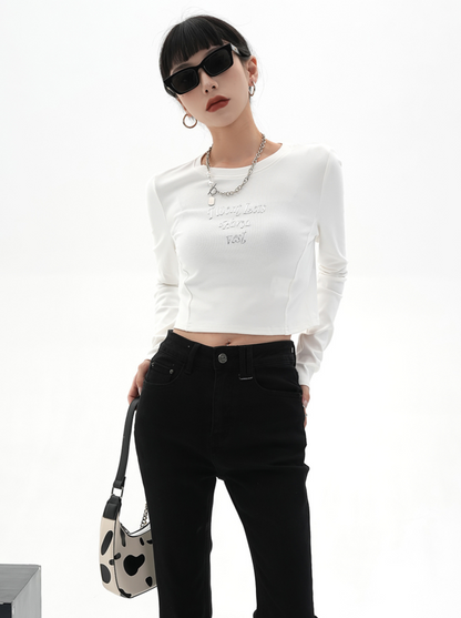 Cropped Logo Long T-Shirt