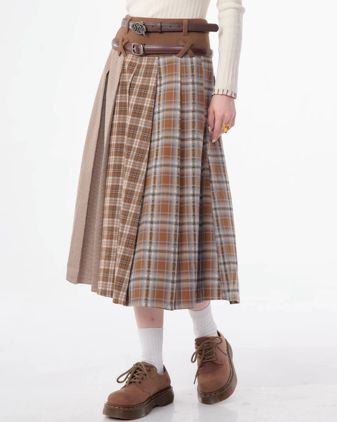 Retro Plaid Pleated Skirt