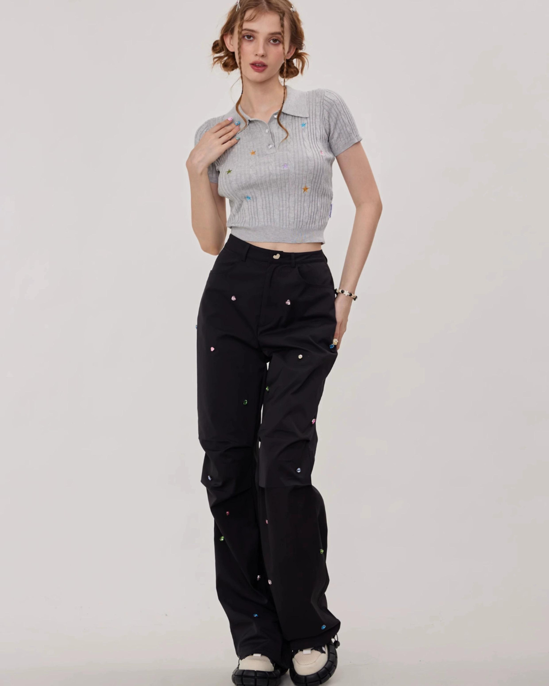 Retro Diamond Wide Pants