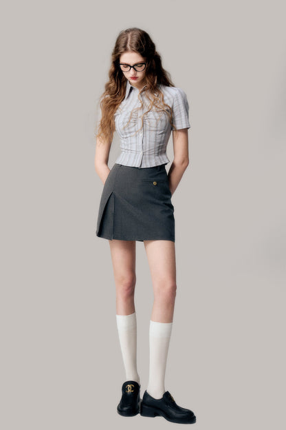 Preppy Style Slit Short Skirt
