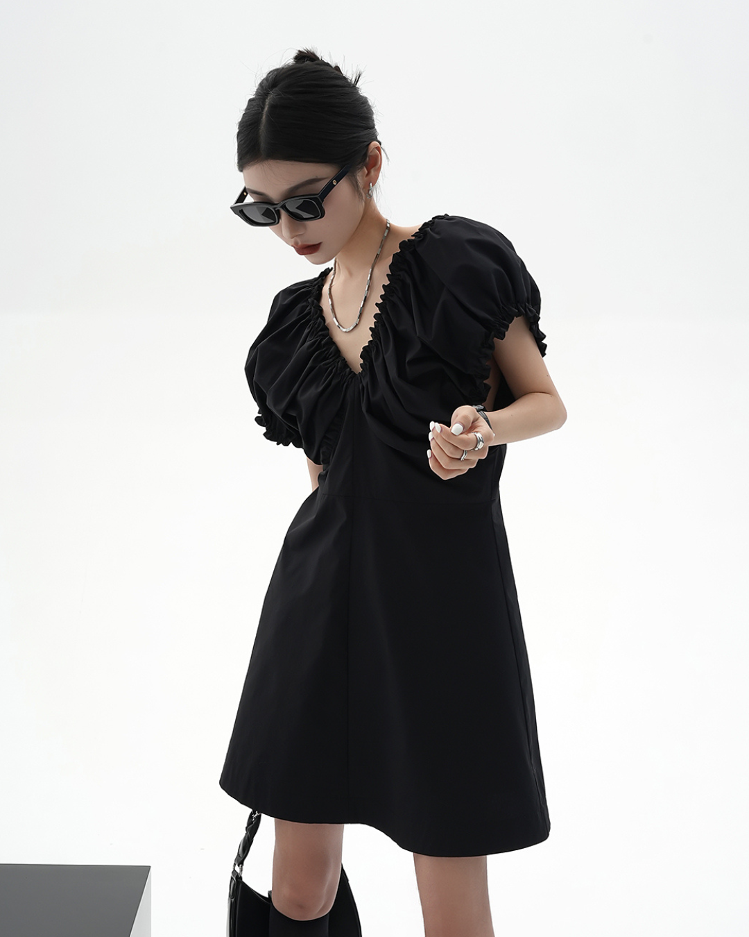 Puff Sleeve Gather French Dress