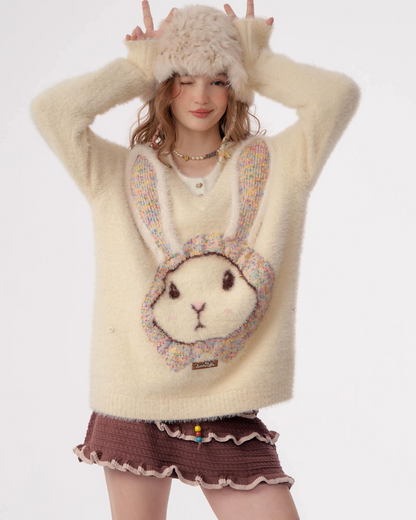 Bunny Girl Apricot Over Knit