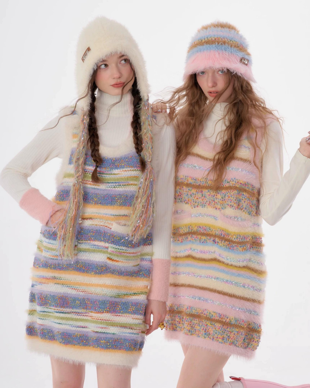 Pastel Multi Border Sleeveless Dress