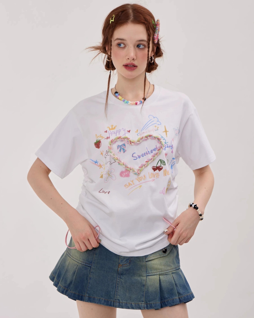 Lovely Side Shirring T-Shirt