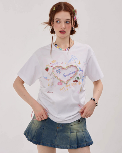 Lovely Side Shirring T-Shirt