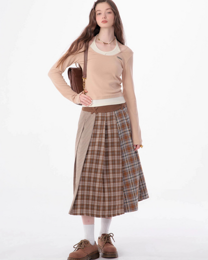 Retro Plaid Pleated Skirt