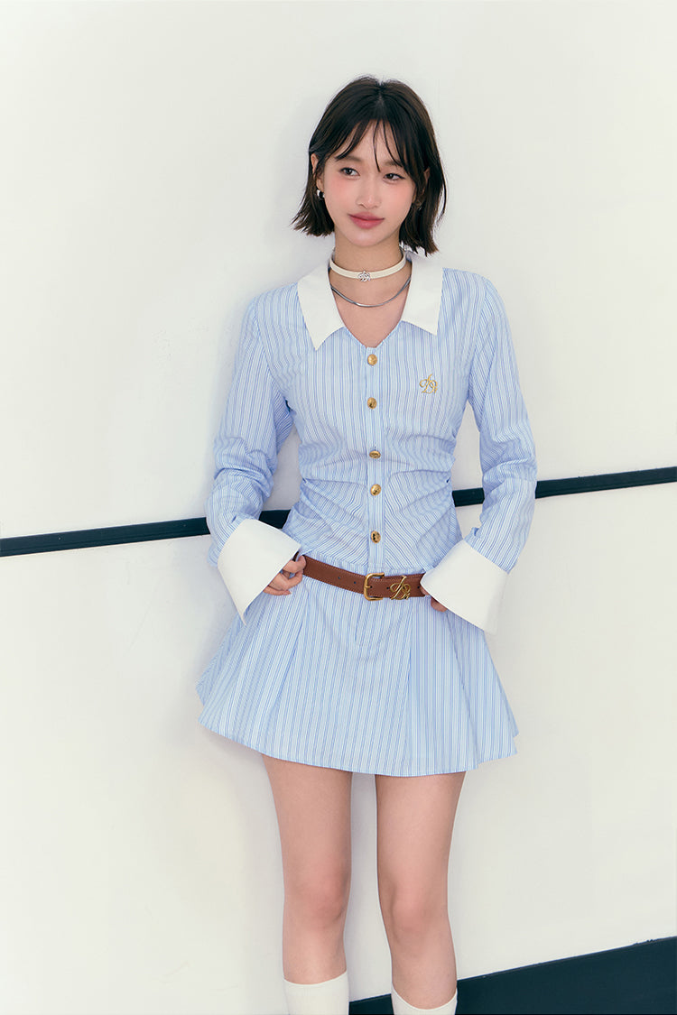 Blue Stripe Shirt Dress