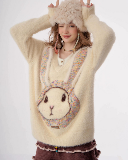 Bunny Girl Apricot Over Knit