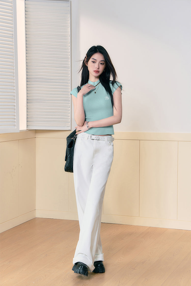 Wide Leg White Casual Pants