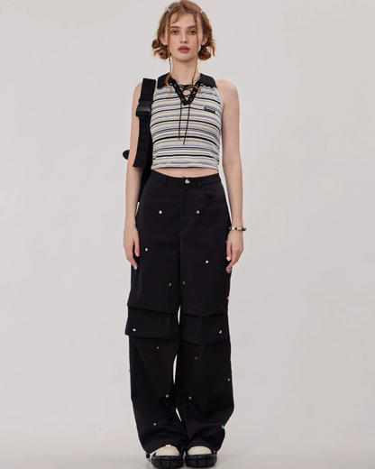 Retro Diamond Wide Pants