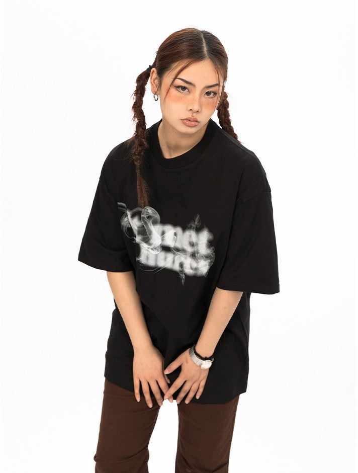 Street Smoke Letter Print T-Shirt