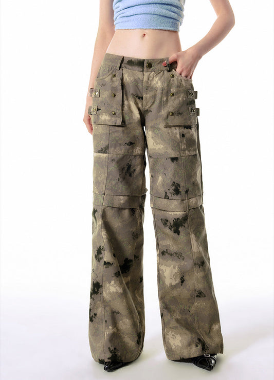 Big Pocket Low Waist Camouflage Pattern Pants