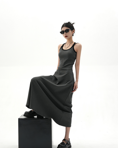 Street Slim Black Camisole Dress