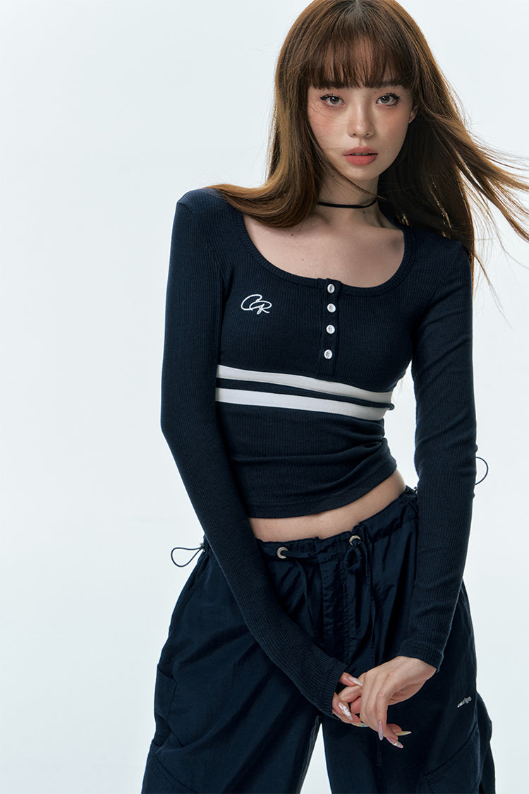 Thin Sweater Striped Slim Fit Long-sleeved Top T-shirt