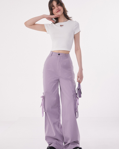 Ribbon Strap Loose Wide Pants