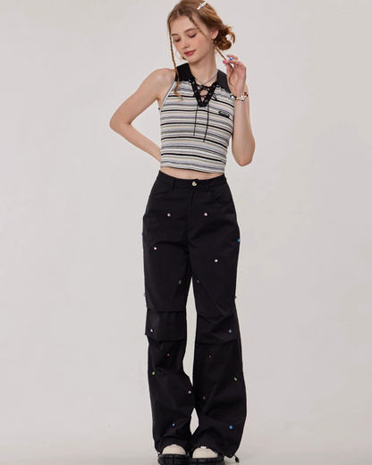 Retro Diamond Wide Pants