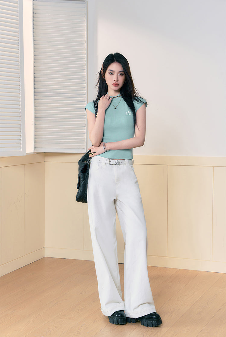 Wide Leg White Casual Pants