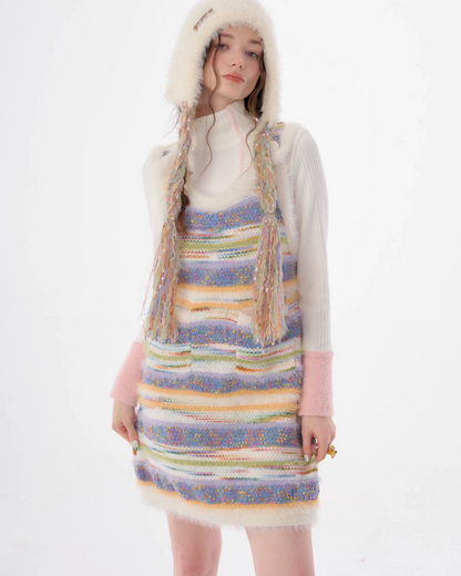 Pastel Multi Border Sleeveless Dress