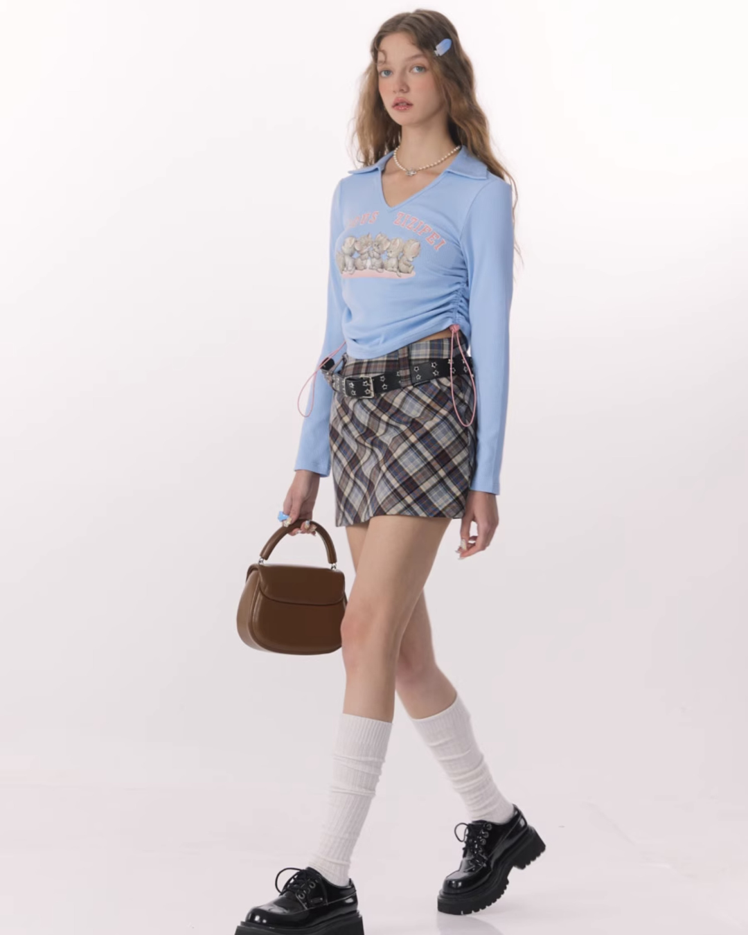 Retro High Waist Plaid Skirt