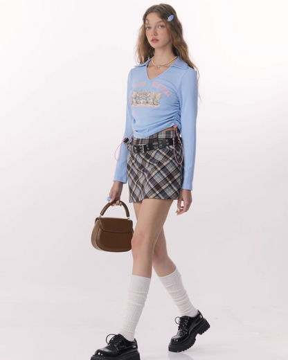 Retro High Waist Plaid Skirt