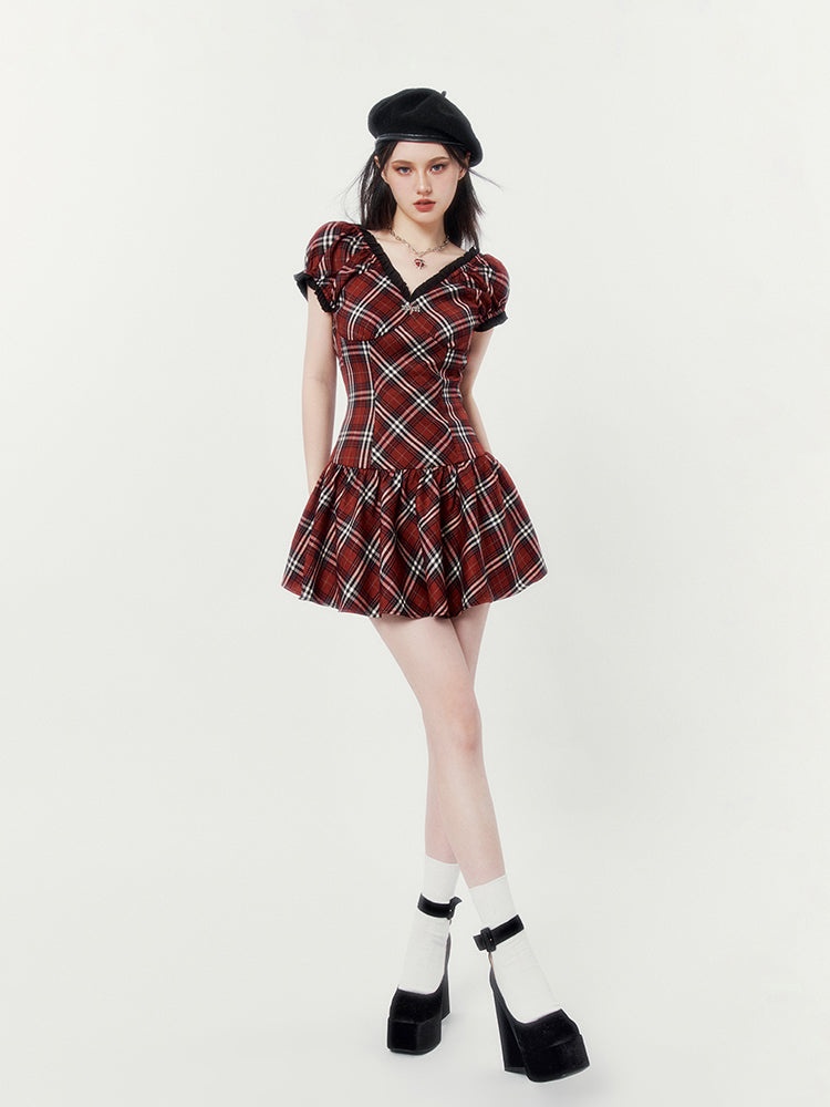 Retro Red Check Dress