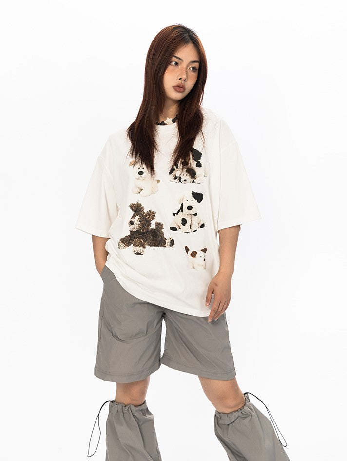 Dog Print Cotton T-Shirt