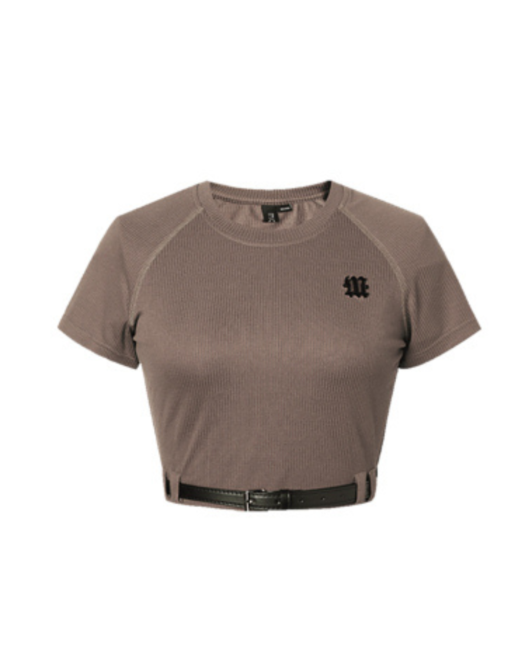 Belt Design Knit Short Sleeve T-Shirt