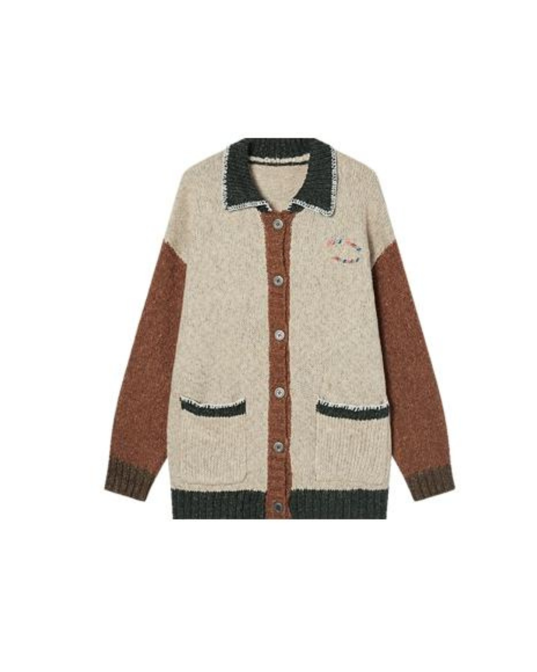 Contrast Color Knit Jacket