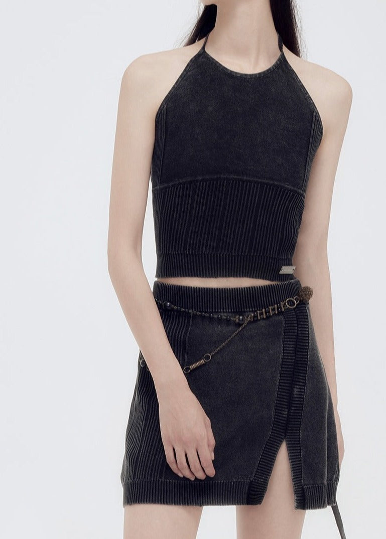Knit Camisole & Suspender Miniskirt