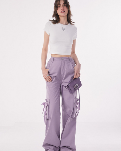 Ribbon Strap Loose Wide Pants