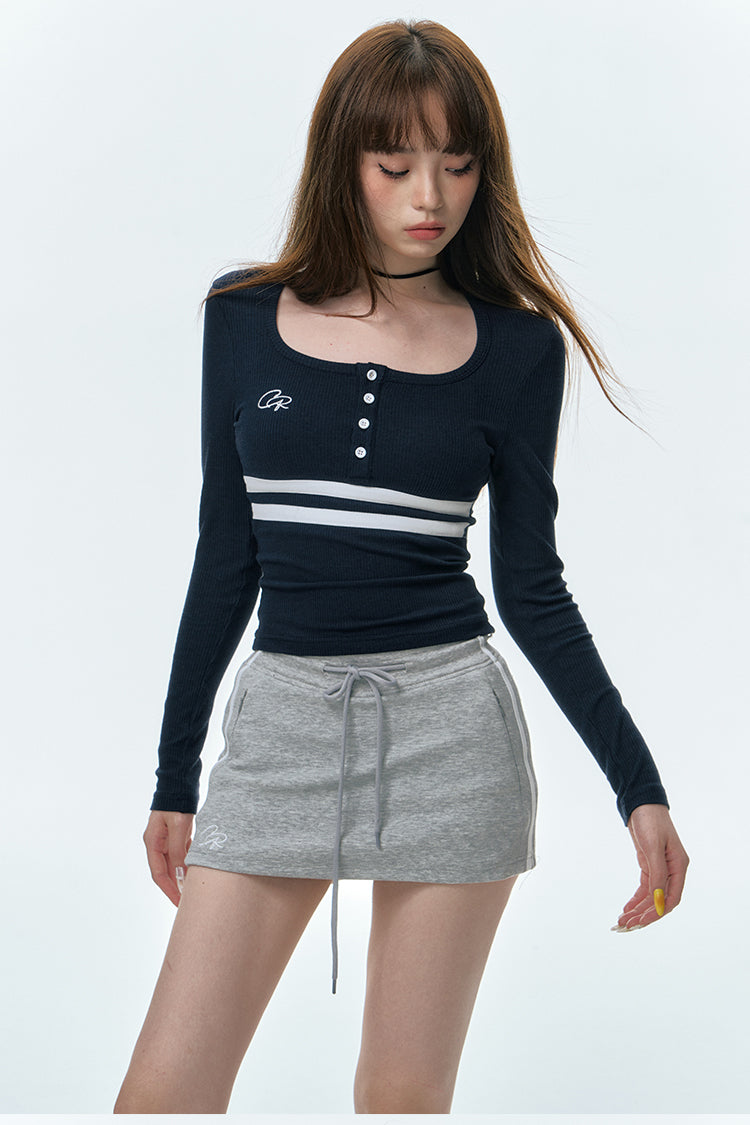 Thin Sweater Striped Slim Fit Long-sleeved Top T-shirt