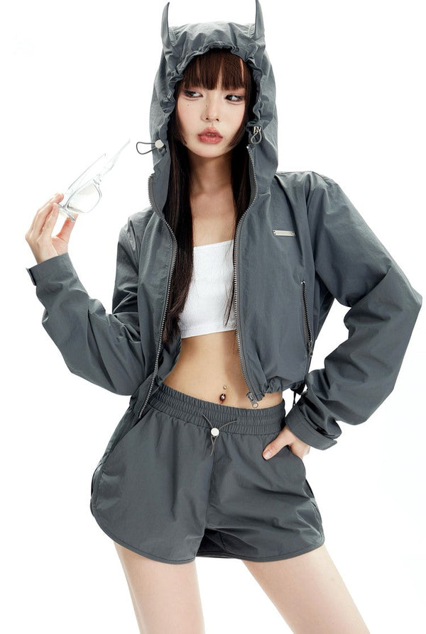 Sports Style Short Jacket & Shorts