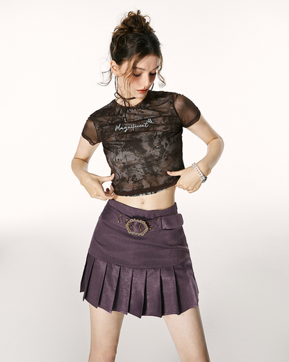 Retro A Line Pleated Skirt