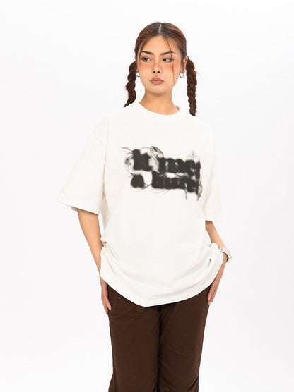 Street Smoke Letter Print T-Shirt